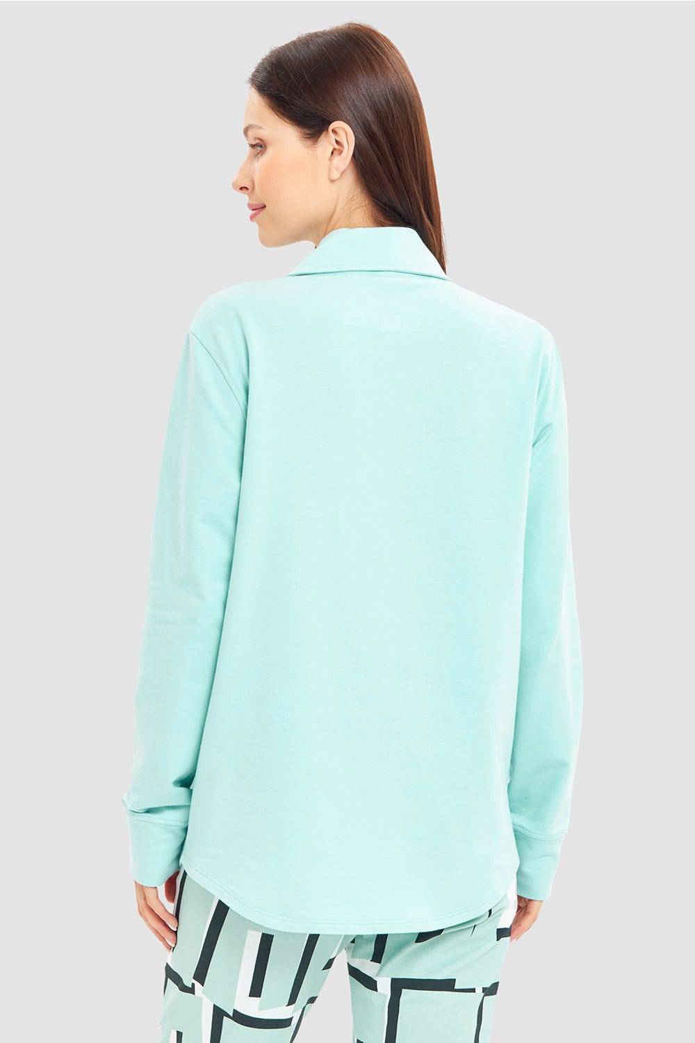 Rösch Sweatjacke mit Ziernähten Türkisblau Baumwolle/Elasthan Black Friday Preise
