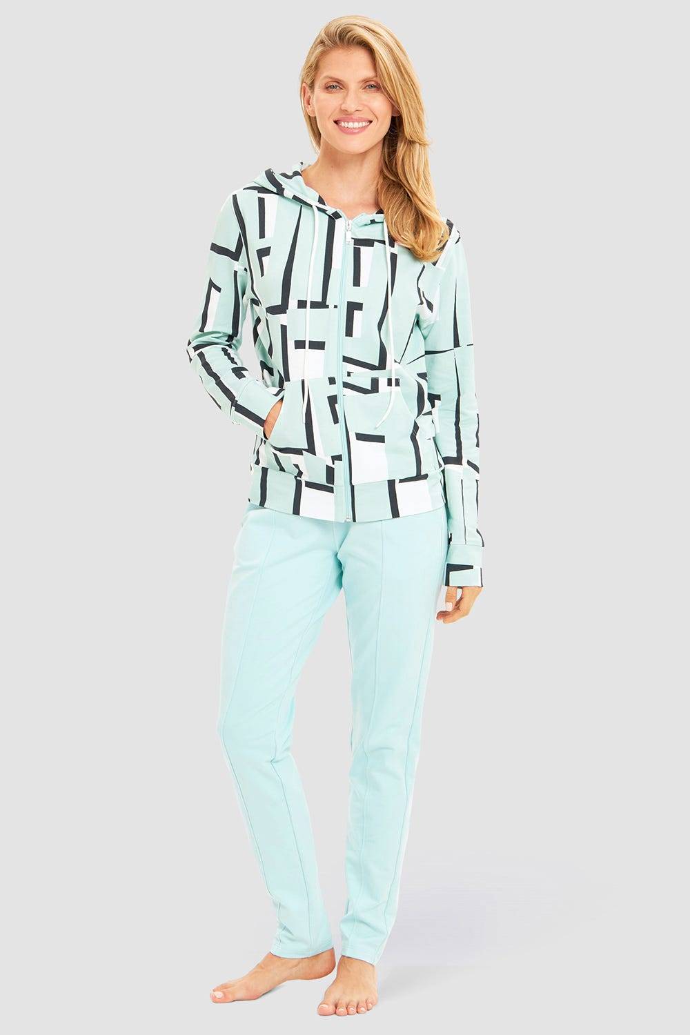 Rösch Sweatjacke im Letter-Print Türkis Baumwolle/Elasthan Im Verkauf