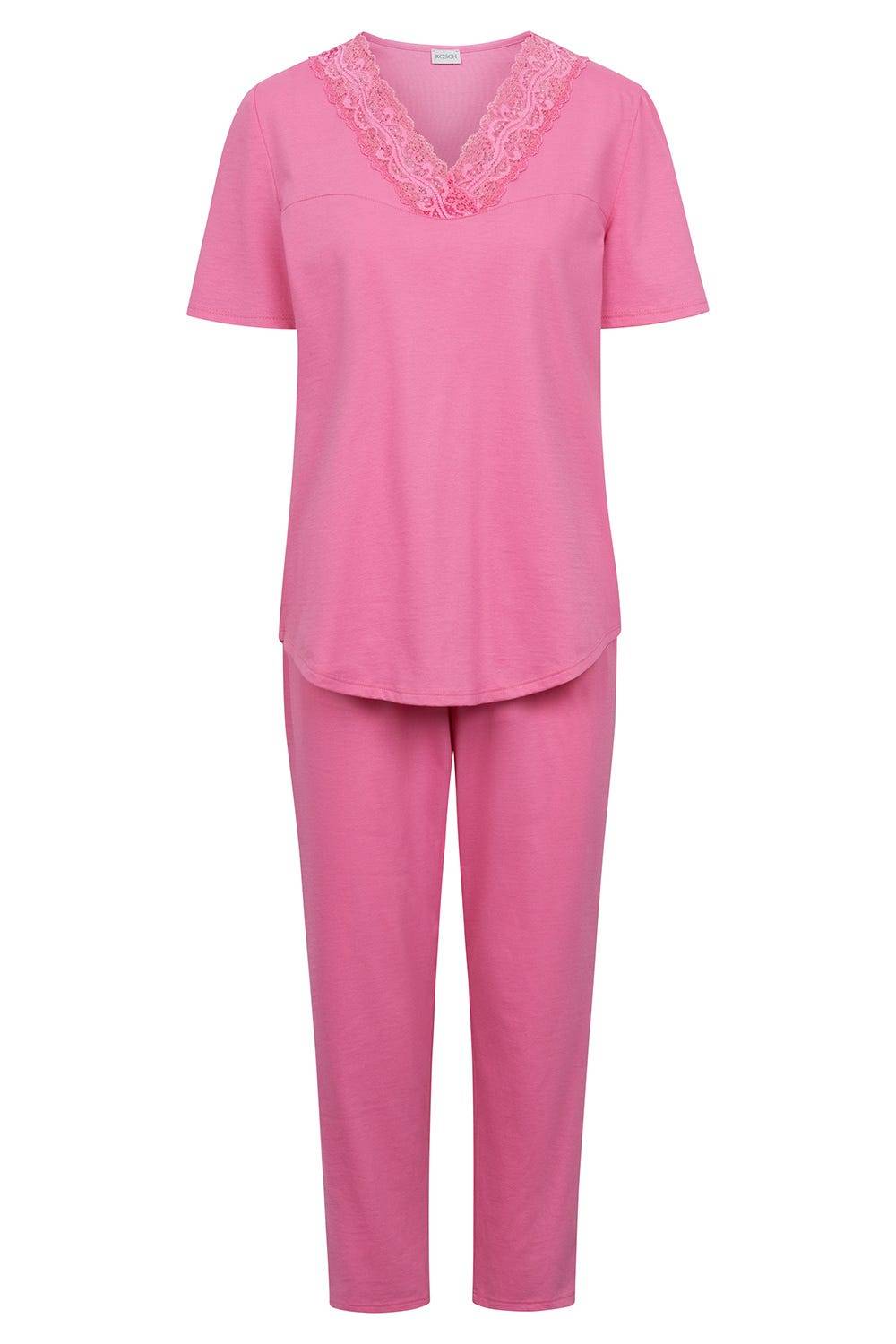 Rösch Pyjama mit Spitzendetails Pink Baumwolle/Modal Outlet