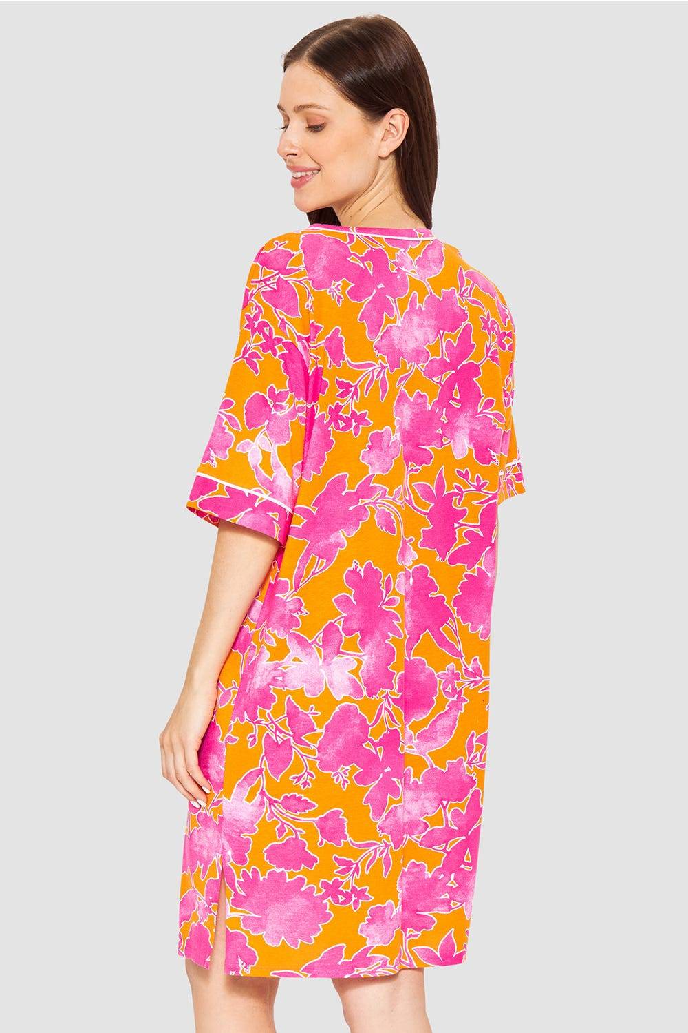 Rösch Nachthemd im floralen Druck Orange-Pink Tunika-Style Baumwolle/Modal Auslauf