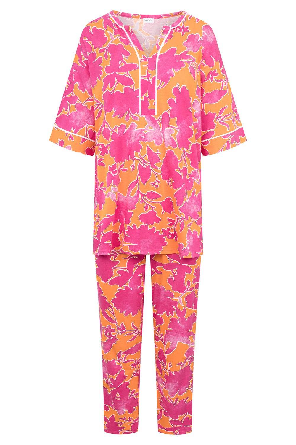 Rösch Pyjama im floralen Druck Orange-Pink Tunika-Style Baumwolle/Modal Angebote