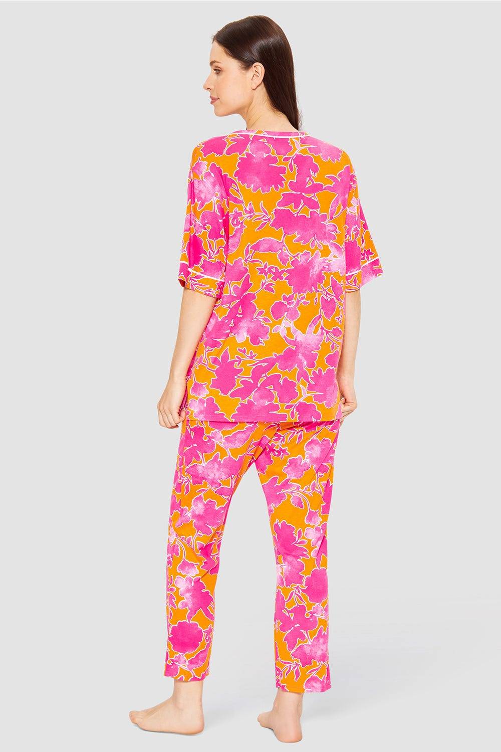 Rösch Pyjama im floralen Druck Orange-Pink Tunika-Style Baumwolle/Modal Angebote