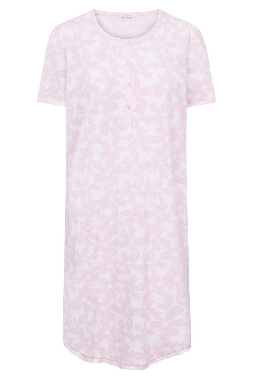 Rösch Nachthemd im Muster-Mix Blumen Streifen Rosa 100% Baumwolle im Angebot