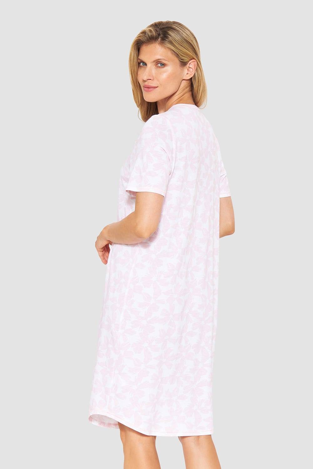 Rösch Nachthemd im Muster-Mix Blumen Streifen Rosa 100% Baumwolle im Angebot