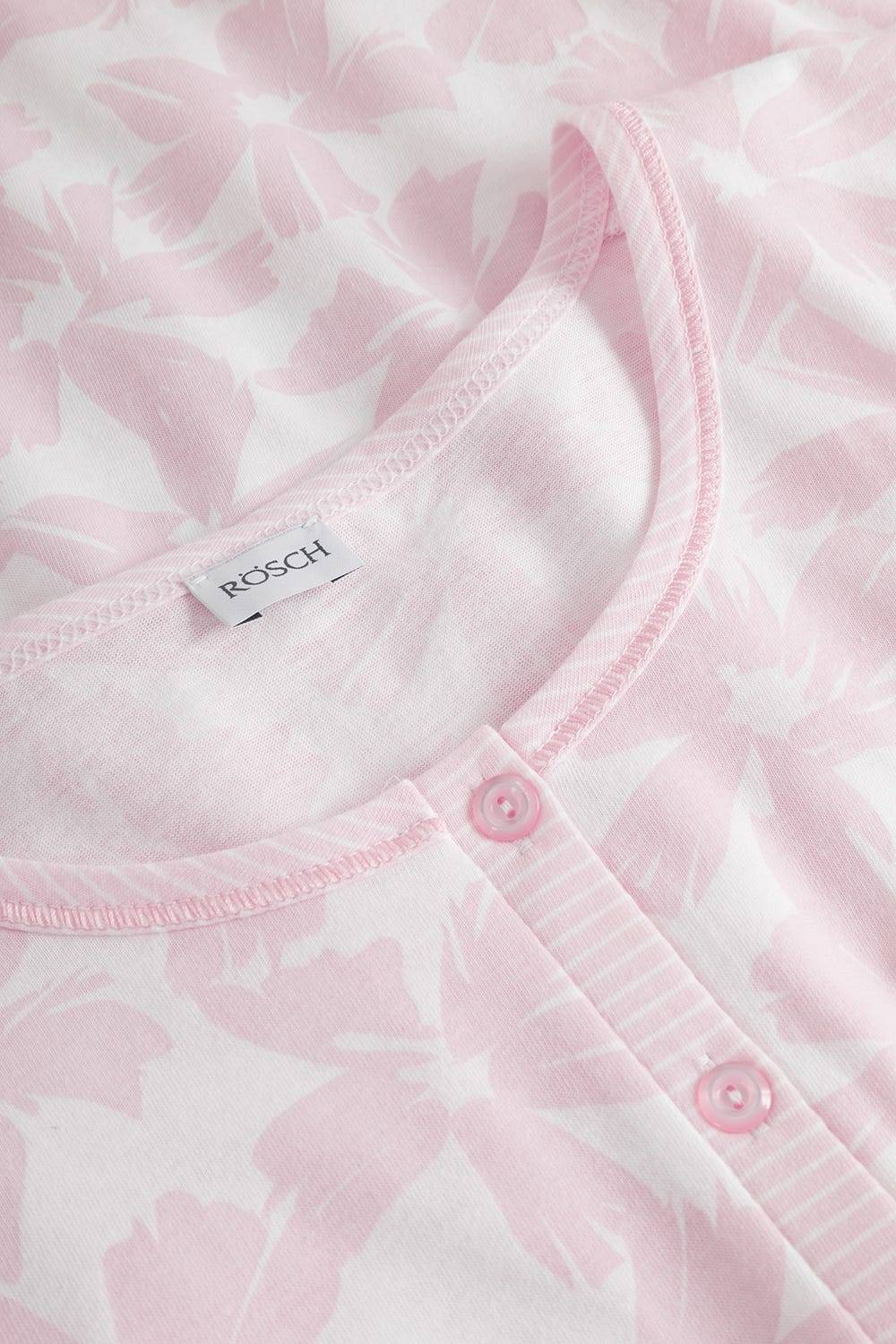 Rösch Pyjama im Muster-Mix Blumen Streifen Rosa 100% Baumwolle Schlussverkauf