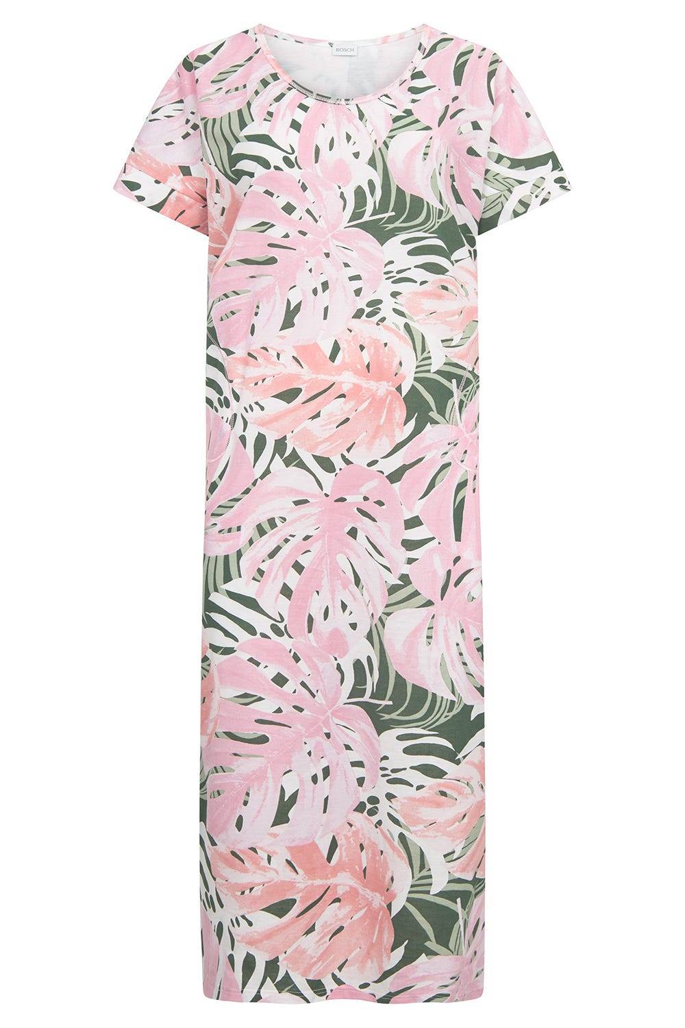 Rösch Nachtkleid im Blätterdruck exotisch Maxi-Länge 100% Baumwolle Fabrikverkauf