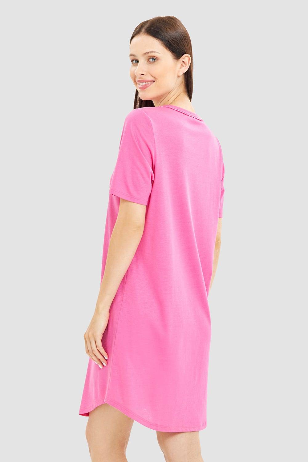 Rösch Nachthemd mit Statement-Print Pink Baumwolle/Modal Blitzverkäufe