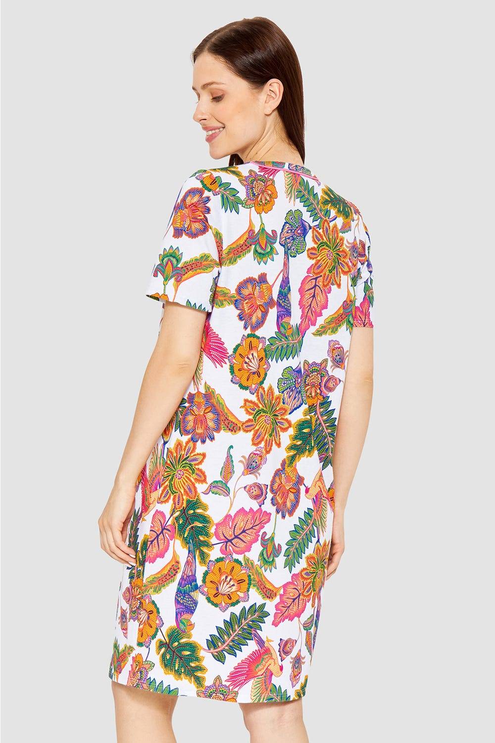 Rösch Nachthemd Kurzarm mit Blumenprint exotisch Baumwolle/Modal Fabrikpreis
