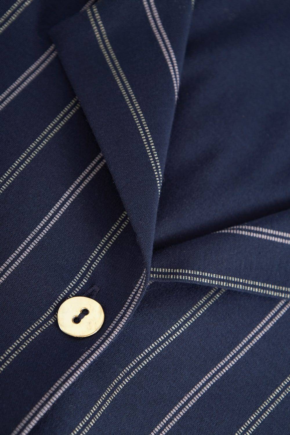 Rösch Pyjama im Nadelzug Dunkelblau Herrenhemdstil 100% Baumwolle Flash Sale