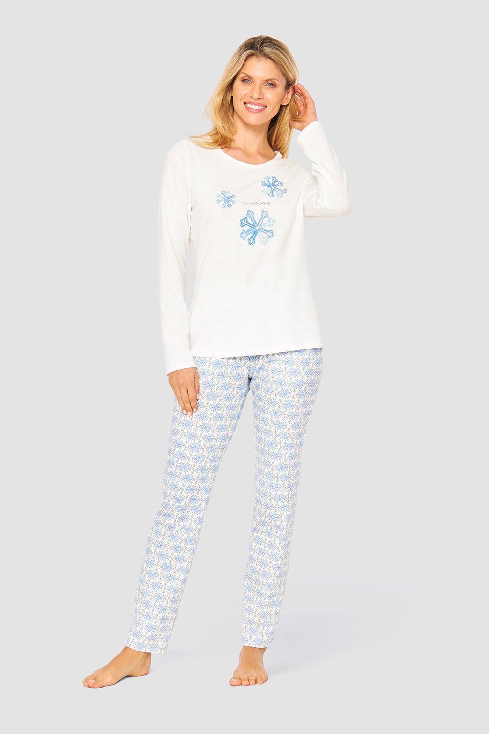 Rösch Shirt mit Schneeflocken Weiß Blau 100% Baumwolle Begrenztes Angebot