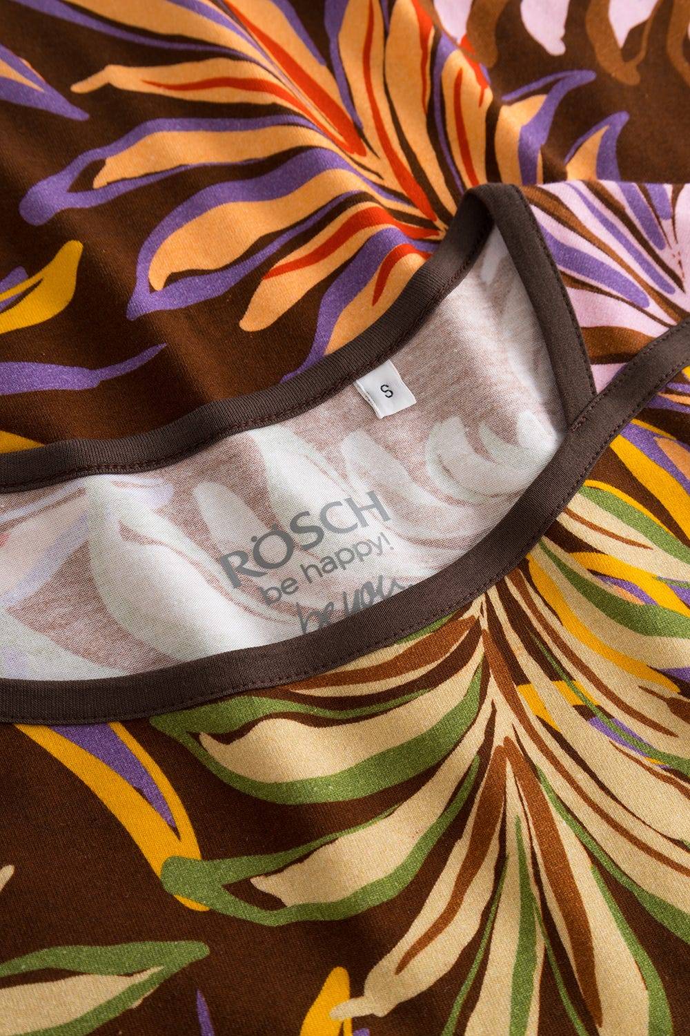 Rösch Shirt im bunten Blätterdruck Braun Baumwolle/Elasthan Saisonschlussverkauf