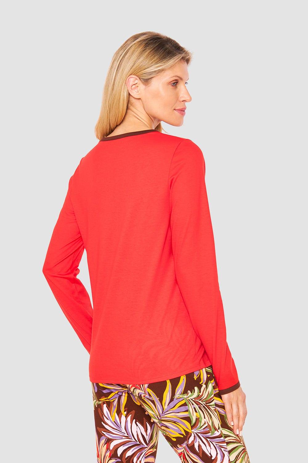 Rösch Shirt mit Schriftzug Rot Braun 100% Baumwolle Cyber Monday