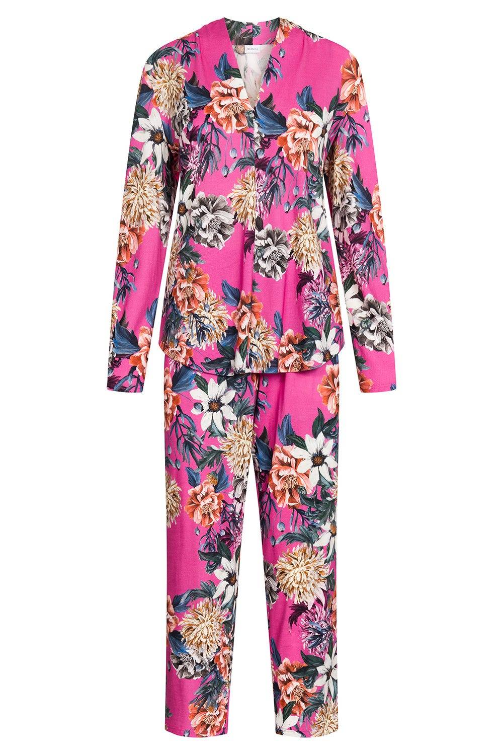Rösch Pyjama im pinken Blumendruck Baumwolle/Modal Lagerräumung