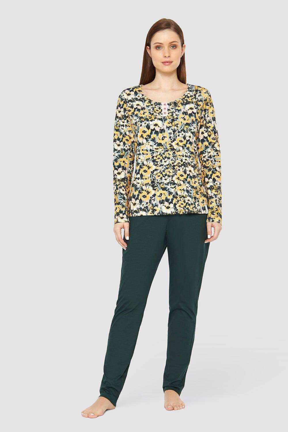Rösch Shirt im gelben Blumenmuster Baumwolle/Elasthan Neueste Mode