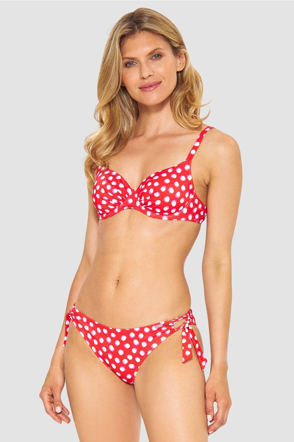 Rösch Bikini-Hose im Retro-Tupfendruck Rot-Weiß zum Binden Kauf eins, bekomm eins gratis