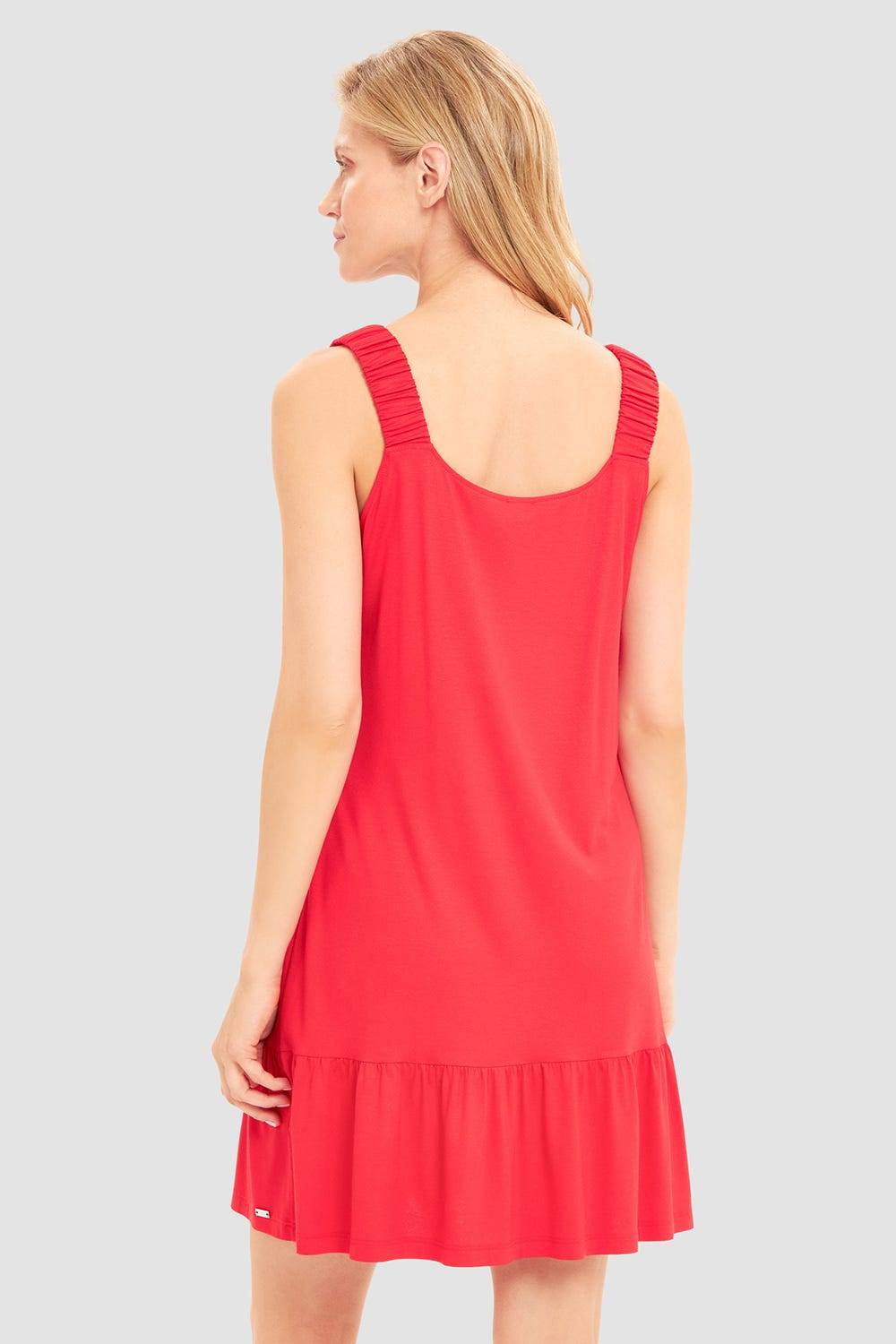 Rösch Strandkleid Ärmellos mit welligem Saum in Rot Viskose/Elasthan VIP-Rabatte