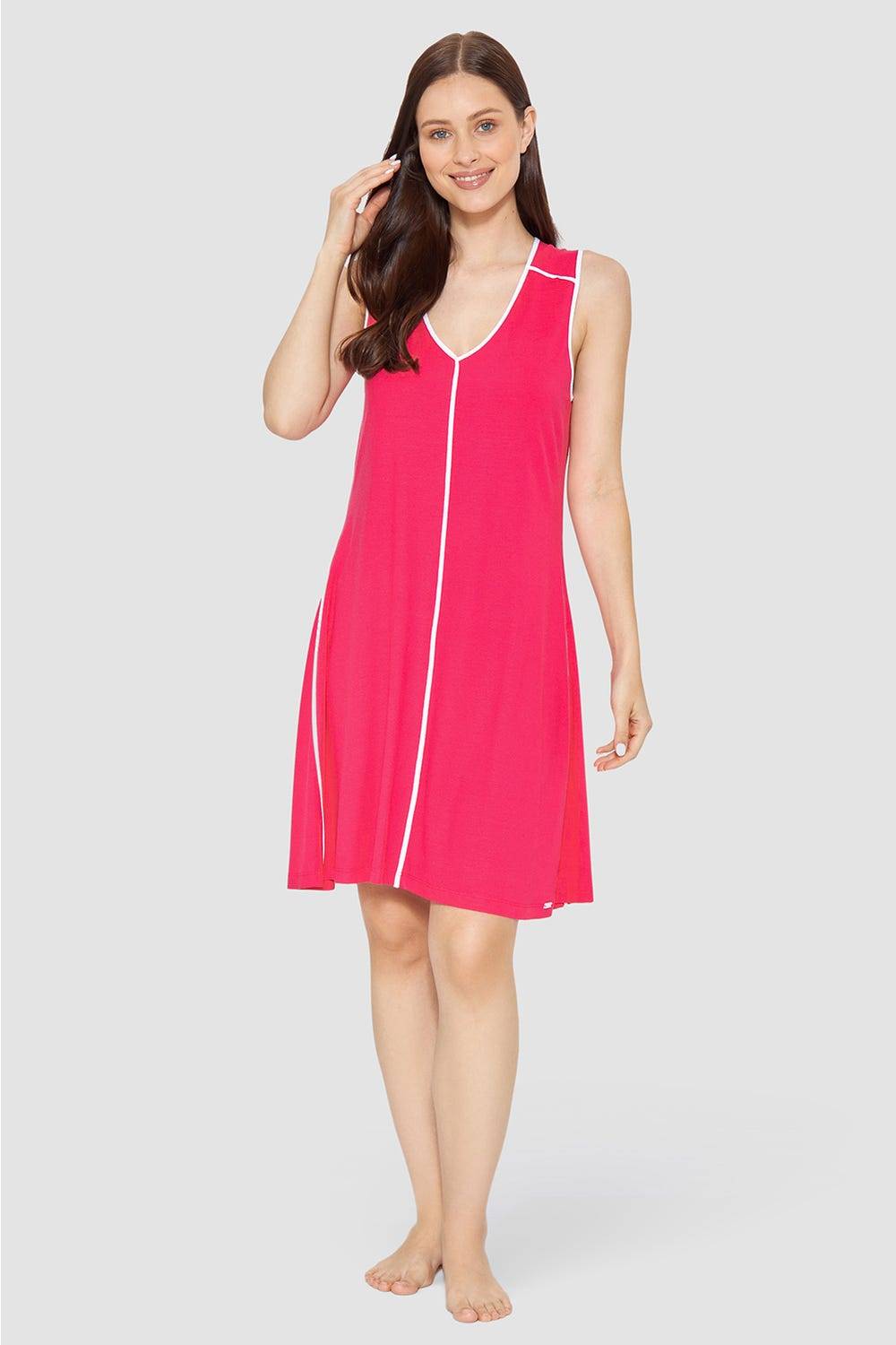 Rösch Strandkleid Ärmellos mit Kontrast-Paspeln Viskose/Elasthan Tiefpreis