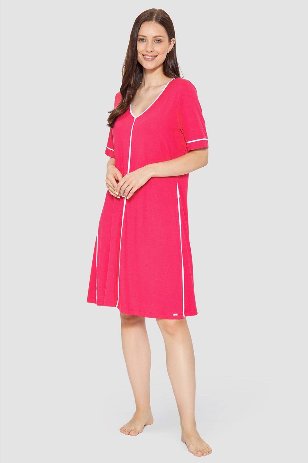 Rösch Strandkleid Kurzarm mit Kontrast-Paspeln Viskose/Elasthan Super Sparpreis