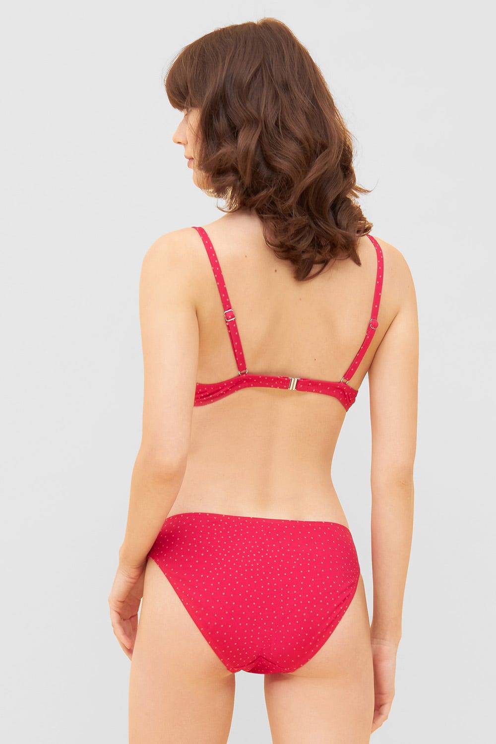 Rösch Bikini-Oberteil im pinken Mini-Tupfen-Druck recyceltes Polyamid/Elasthan Sonderangebot der Fabrik