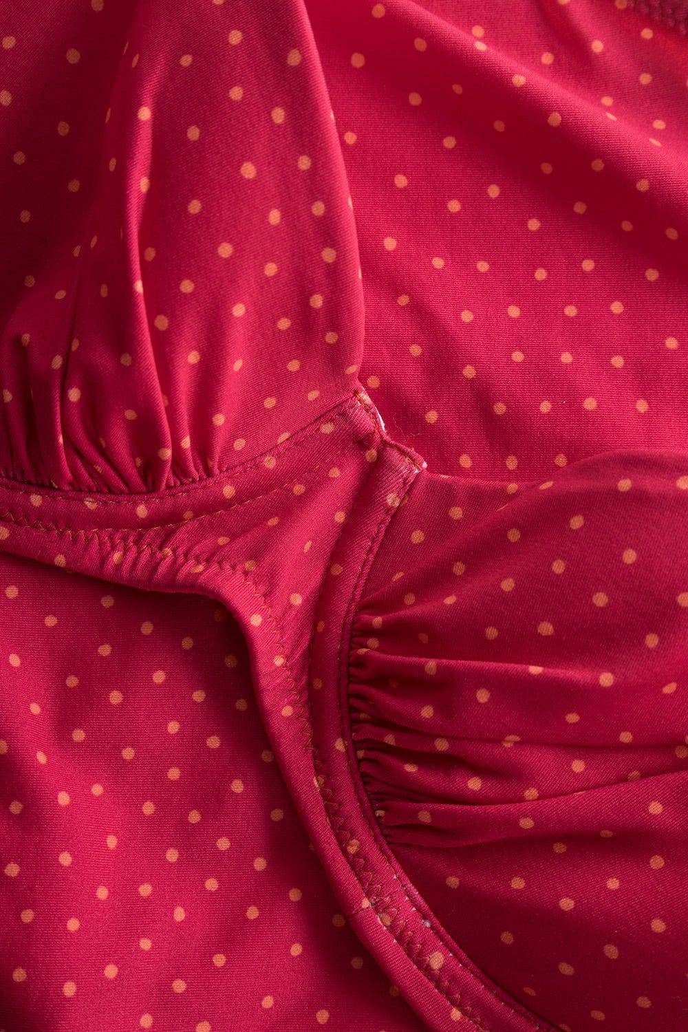Rösch Bikini-Oberteil im pinken Mini-Tupfen-Druck recyceltes Polyamid/Elasthan Sonderangebot der Fabrik