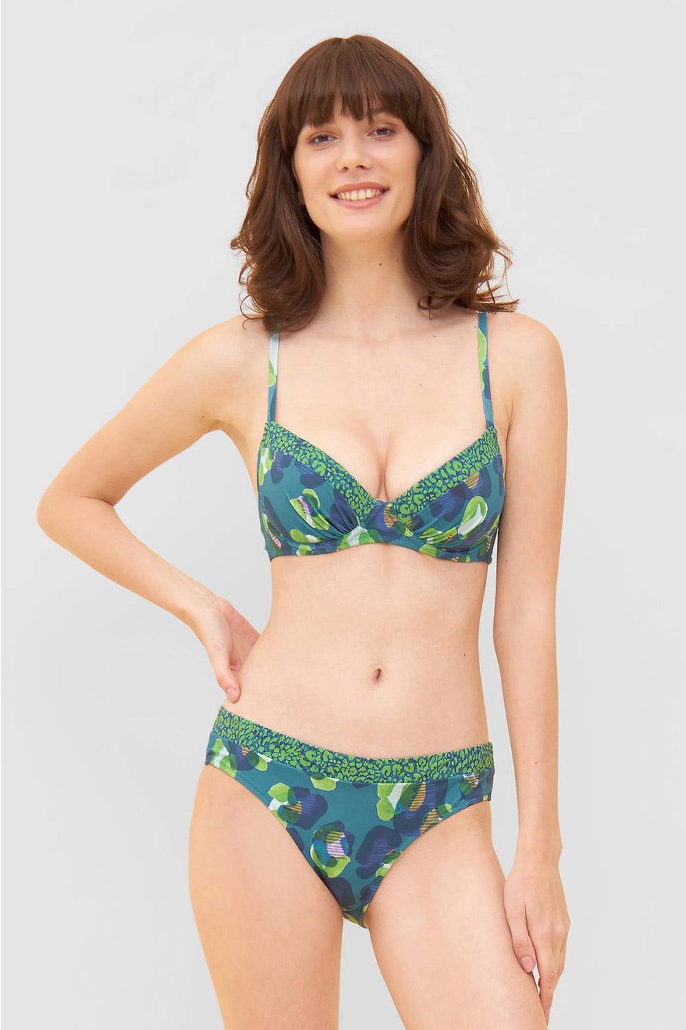 Rösch Bikini-Hose im Leo-Druck-Mix Petrol recyceltes Polyamid/Elasthan Nur noch ein Tag übrig