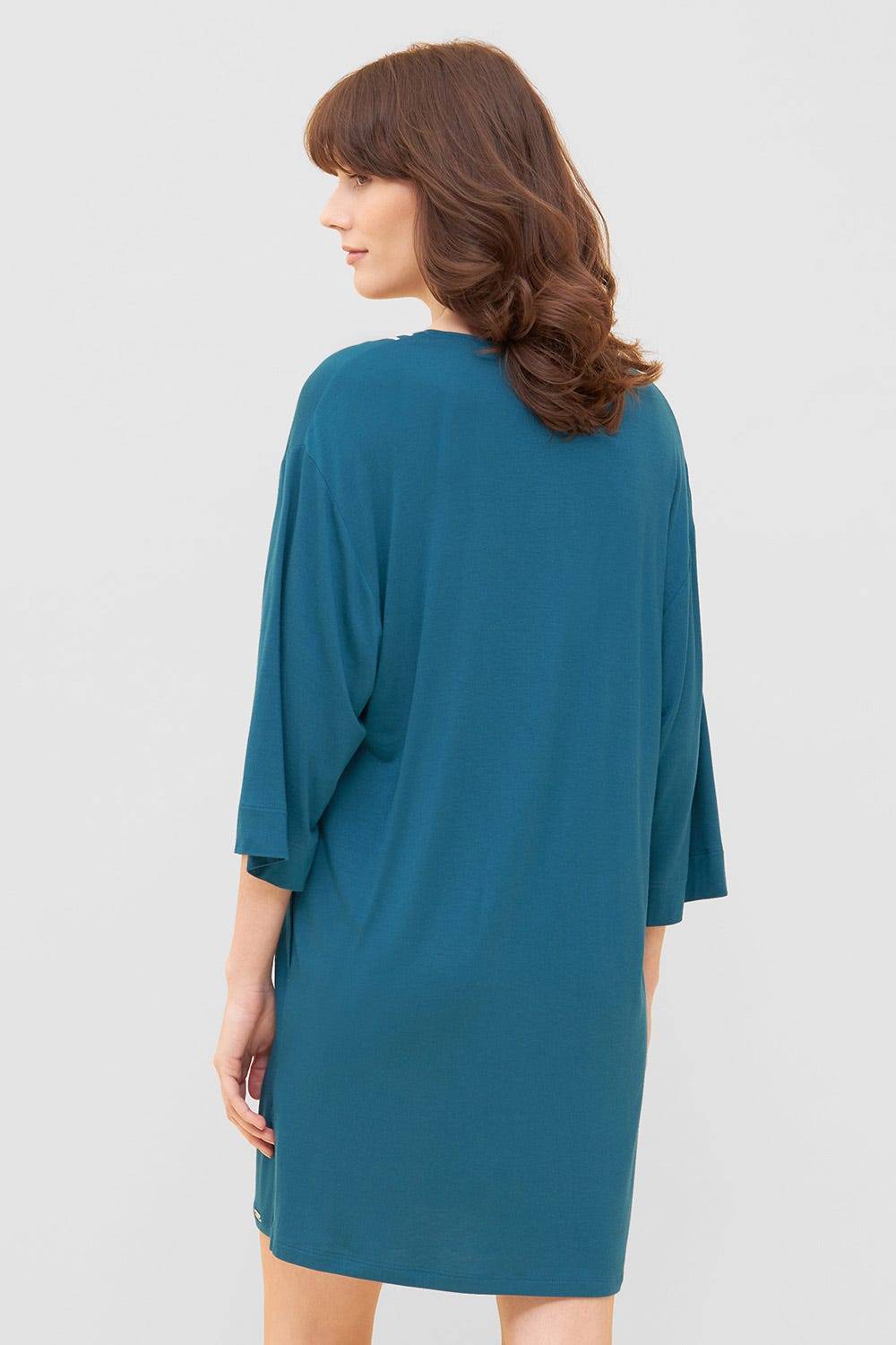 Rösch Strandkleid mit Paspeln am Ausschnitt Petrol 3/4-Arm Viskose/Elasthan 50% Rabatt mit kostenlosem Versand