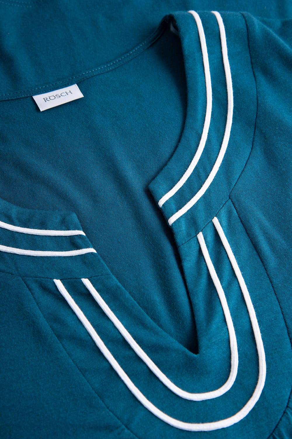 Rösch Strandkleid mit Paspeln am Ausschnitt Petrol 3/4-Arm Viskose/Elasthan 50% Rabatt mit kostenlosem Versand