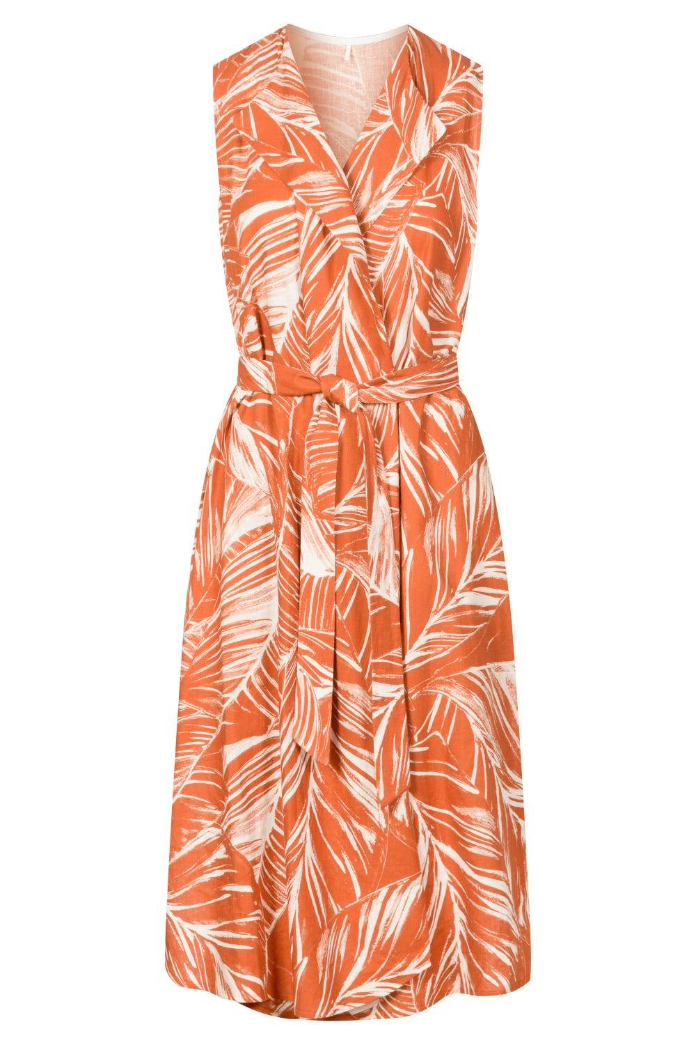 Rösch Freizeitkleid im sommerlichen Blätter-Druck Wickelform Leinen/Viskose 50% Rabatt für begrenzte Zeit