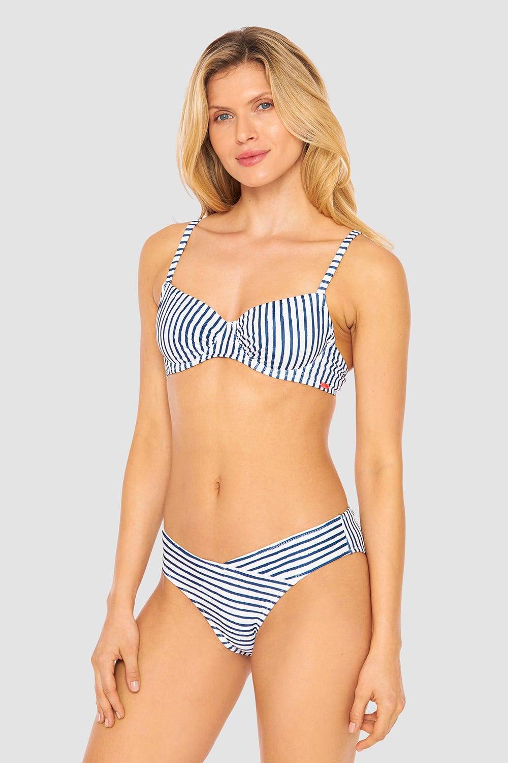 Rösch Bikini Oberteil im Streifen-Druck Raffungen Bügel recyceltes Polyester/Elasthan im Angebot