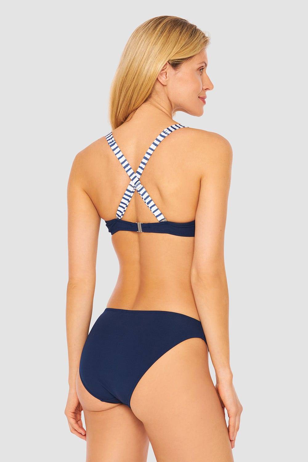 Rösch Bikini Oberteil mit Streifen-Details Ripp überkreuzt recyceltes Polyester/Elasthan Günstiger Verkauf