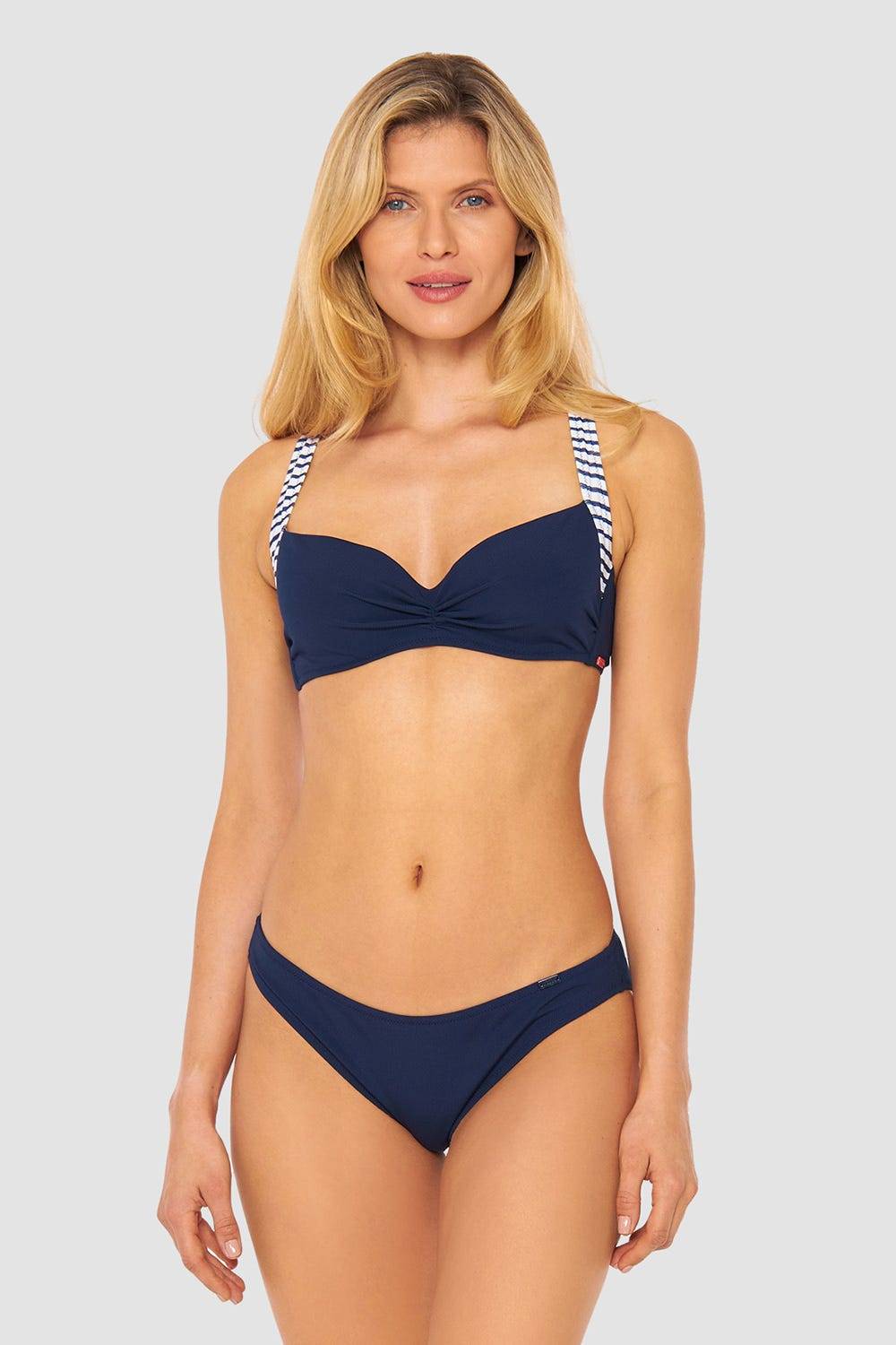 Rösch Bikini Oberteil mit Streifen-Details Ripp überkreuzt recyceltes Polyester/Elasthan Günstiger Verkauf