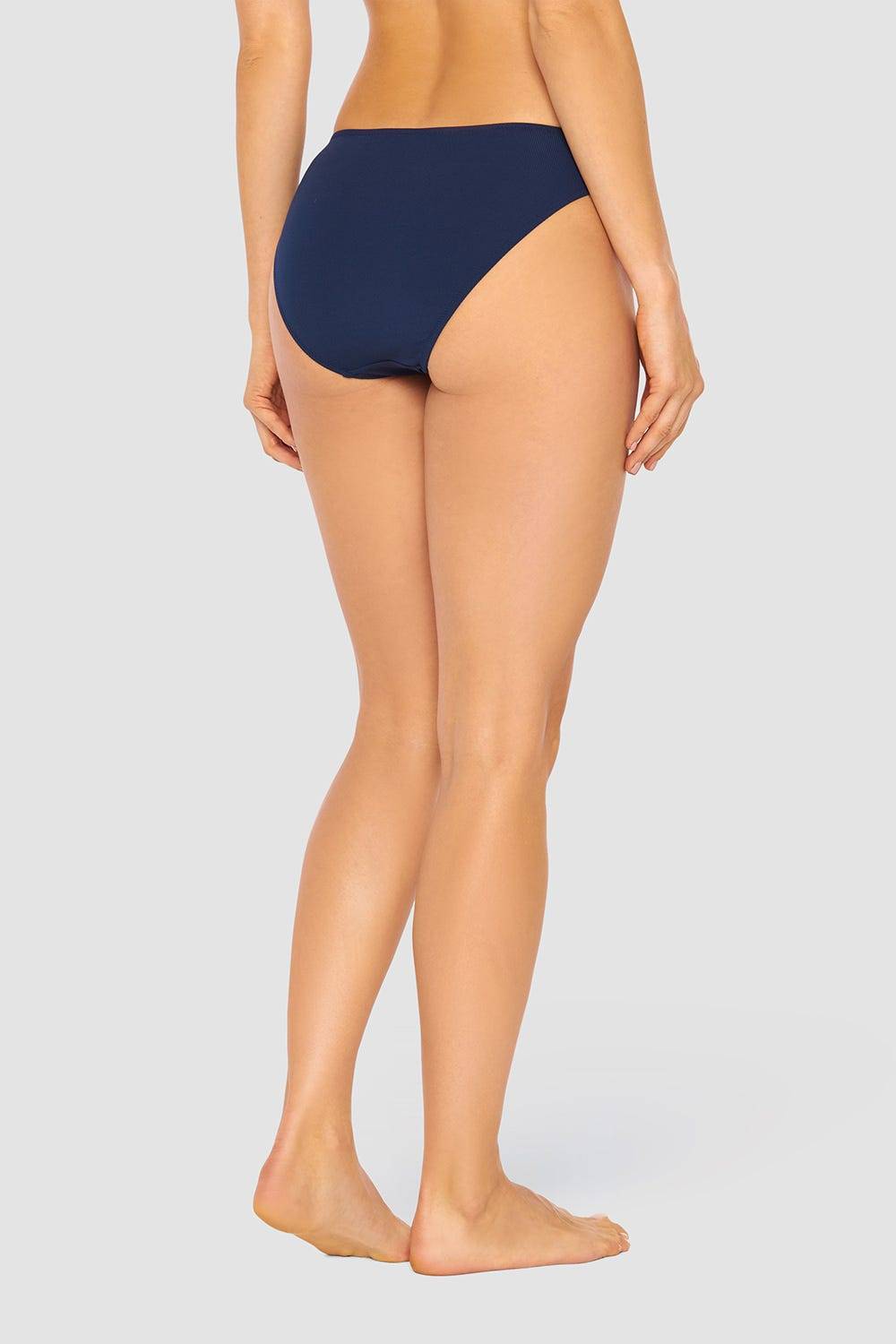 Rösch Klassische Bikini Hose Dunkelblau modern Ripp recyceltes Polyester/Elasthan Kostenloser Versand