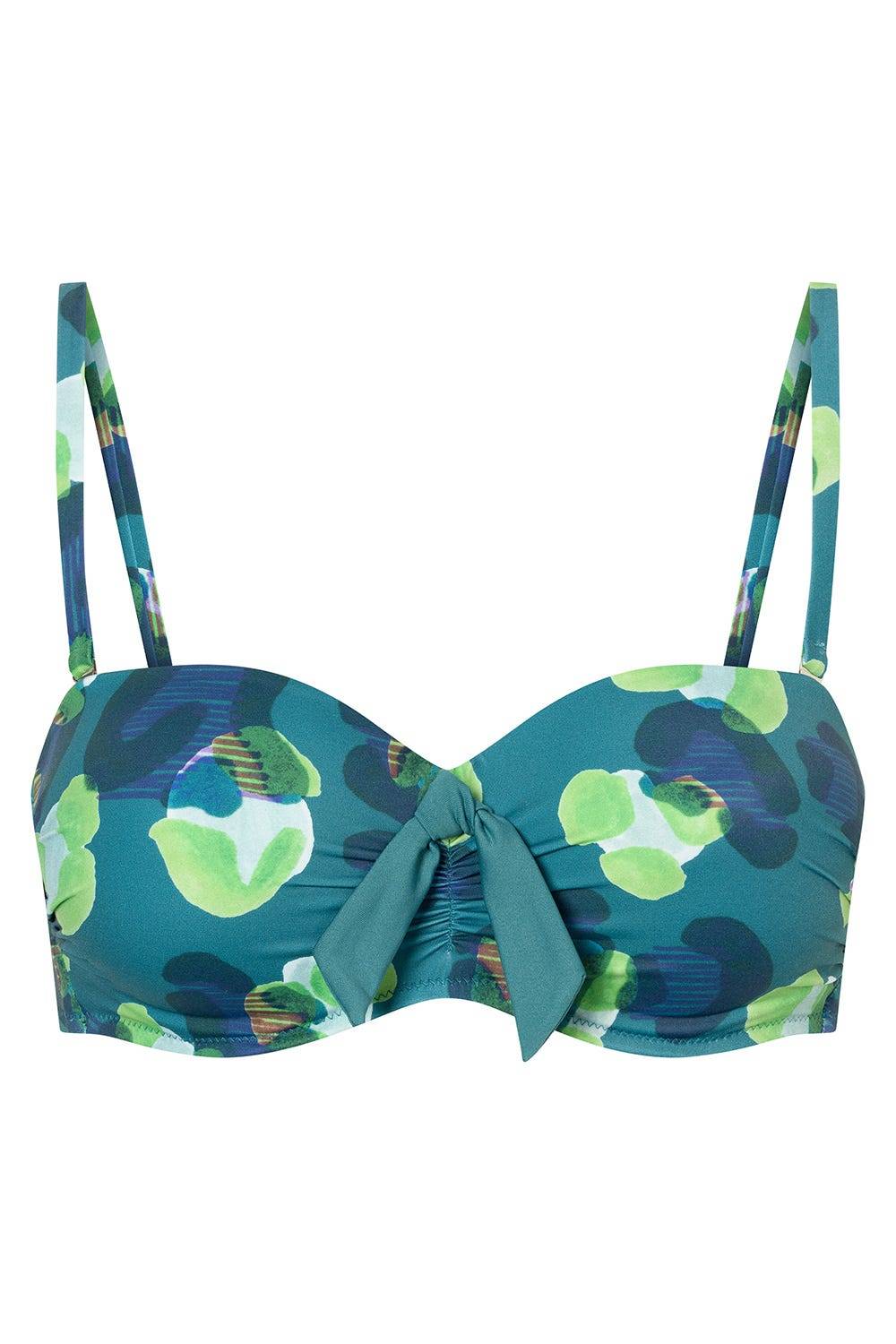 Rösch Bandeau-Bikini-Oberteil im grünen Leo-Design recyceltes Polyamid/Elasthan Großer Ausverkauf