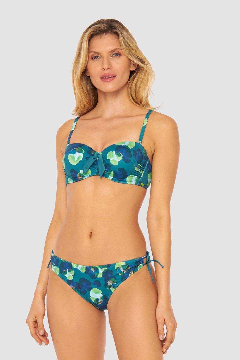 Rösch Bandeau-Bikini-Oberteil im grünen Leo-Design recyceltes Polyamid/Elasthan Großer Ausverkauf