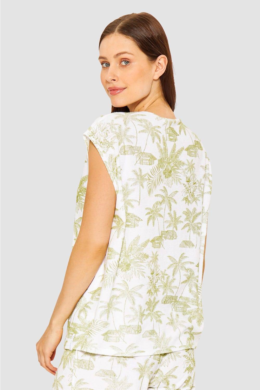 Rösch Frottee-Shirt im Palmenprint Baumwolle/Polyester Saisonschlussverkauf