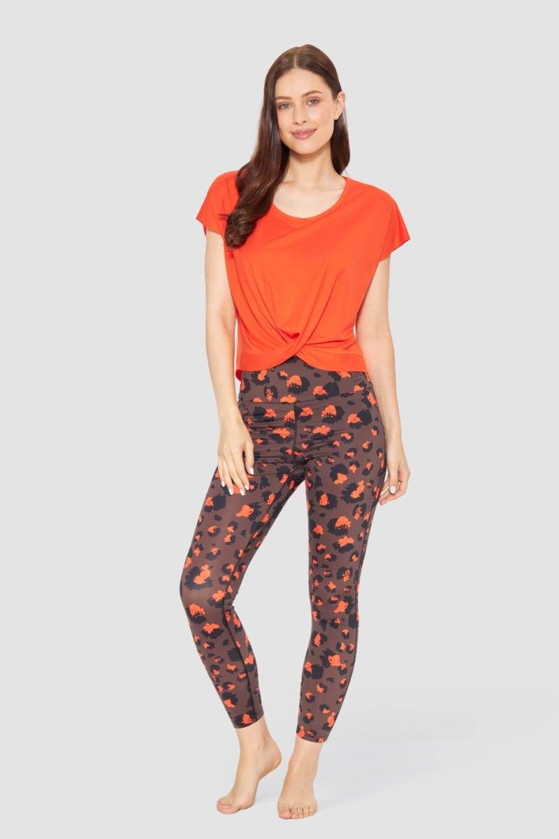 Rösch Y.U Yoga Shirt mit Knoten Orange Sport Mix &amp; Match Baumwolle/ Elasthan Heißer Verkauf