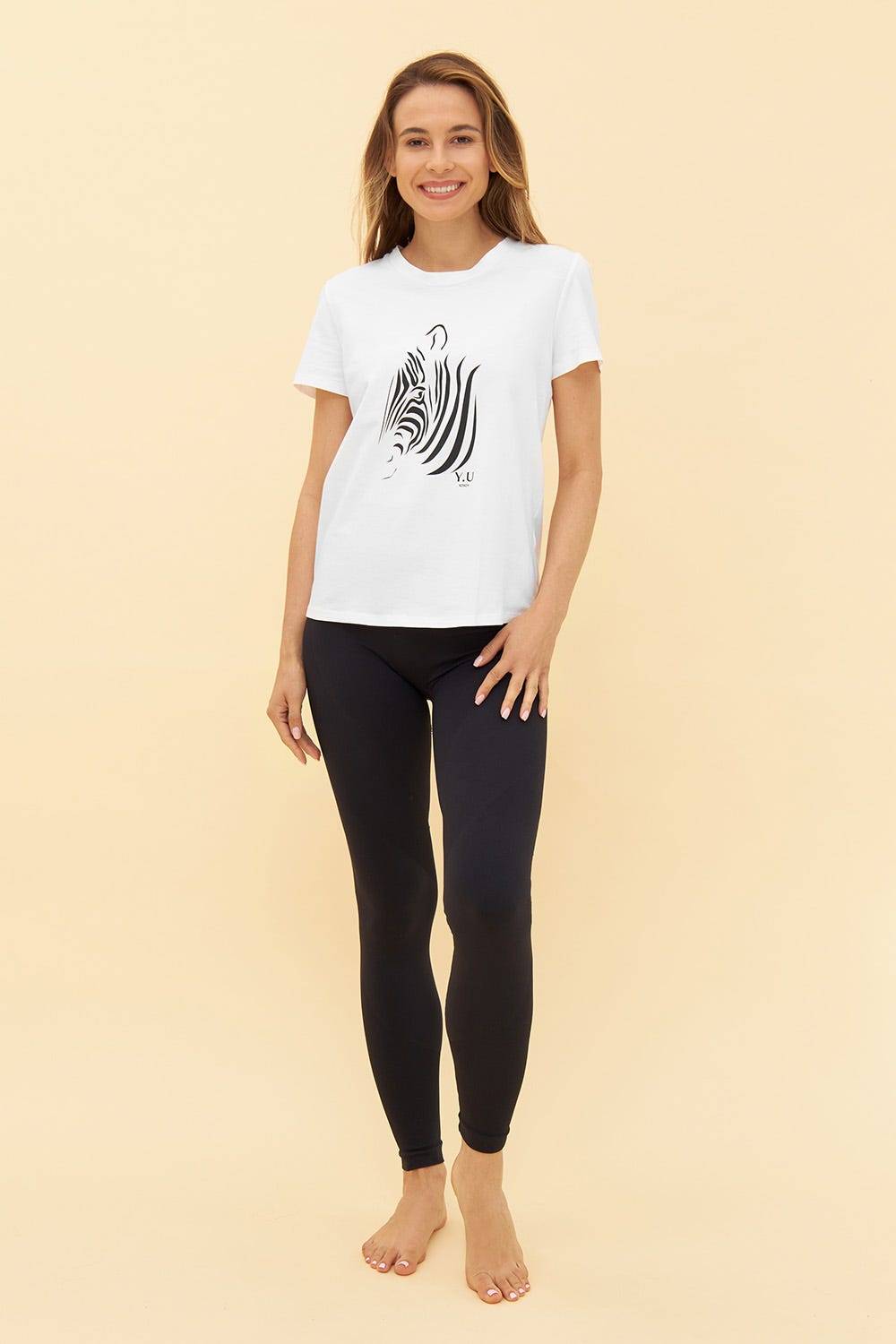 Rösch Y.U Yoga T-Shirt mit Motivdruck Zebra Sport Mix &amp; Match Baumwolle/Elasthan Kauf eins, bekomm eins gratis