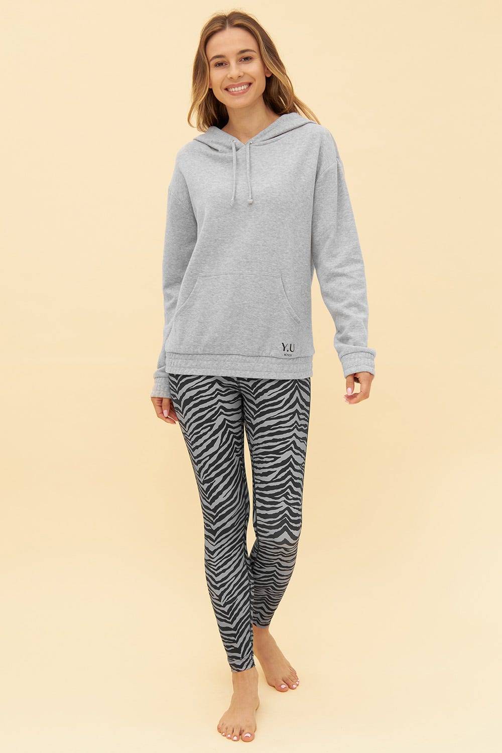 Rösch Y.U Yoga Sweatshirt in Grau Hoodie Loungewear Mix &amp; Match Baumwolle/recycled Polyamid Tägliche Deals