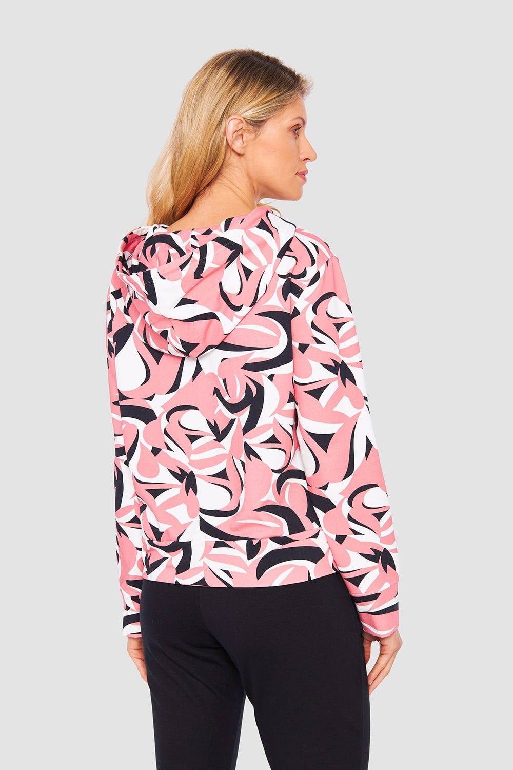 Rösch Sweatjacke im grafischen Druck Kapuze Baumwolle/Elasthan Tiefpreis