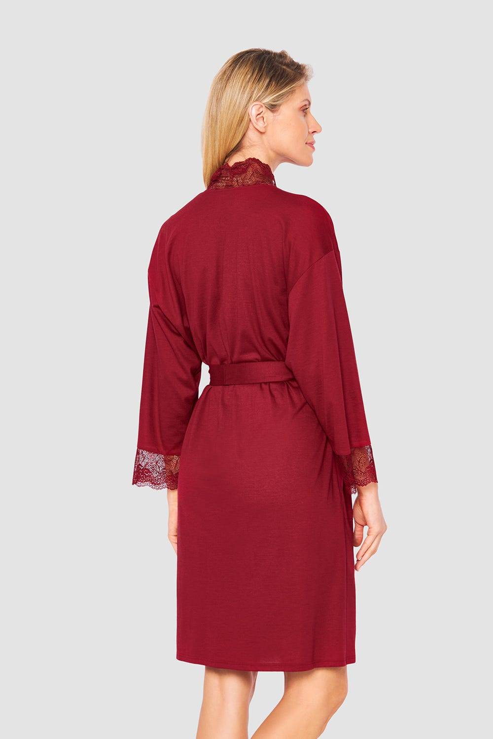 Rösch Wickelmantel mit Spitze Rot Baumwolle/Modal Kostenlose Rückgabe