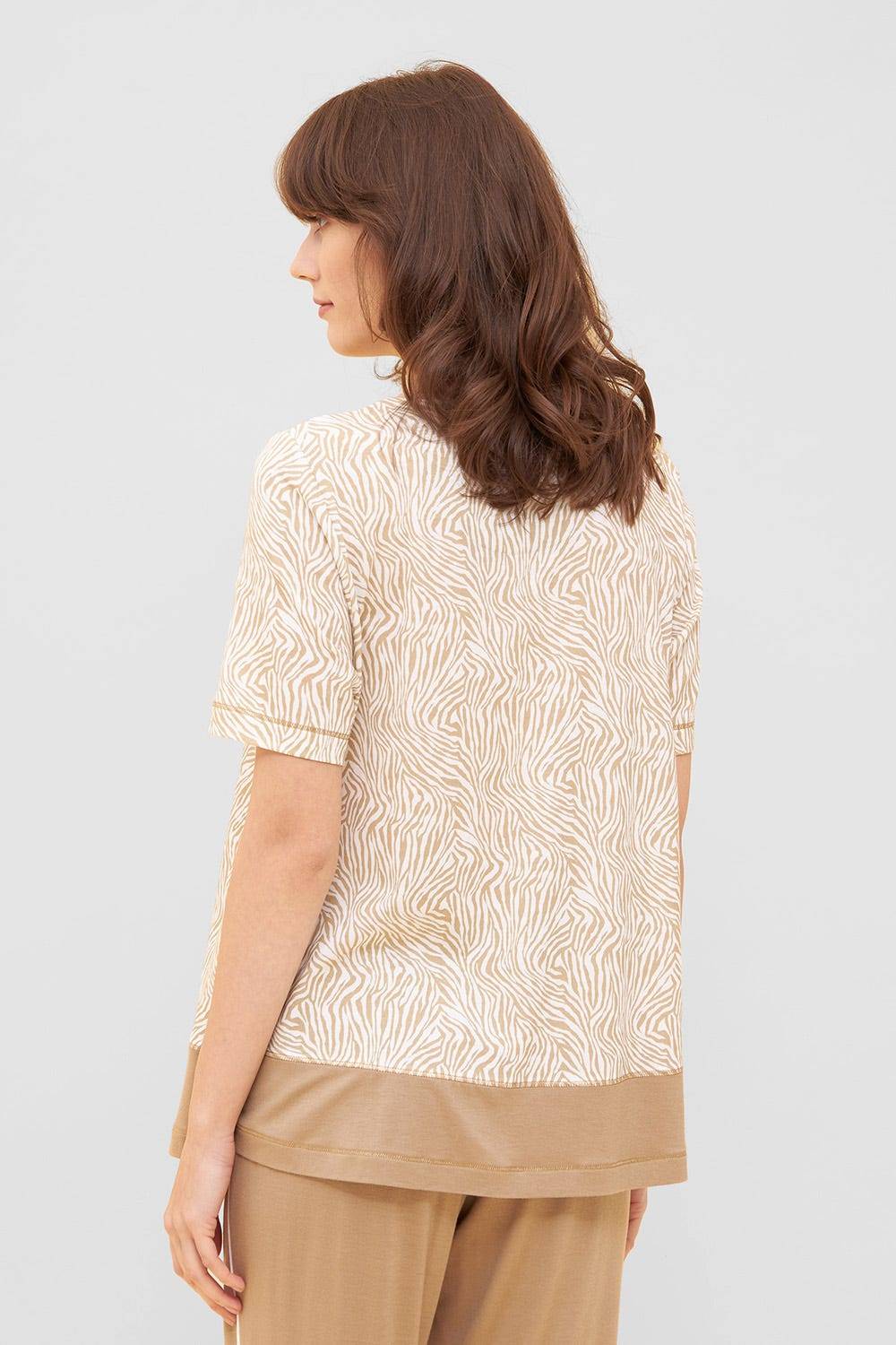 Rösch Shirt im Zebra-Druck Beige Ziernähte A-Linie Mix &amp; Match Baumwolle/Modal Bis zu 55% Rabatt