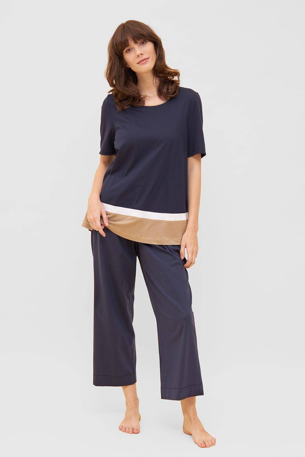 Rösch Shirt in Colorblocking-Optik Dunkelblau Beige Mix &amp; Match Baumwolle/Modal Discount Store für neue Produkte