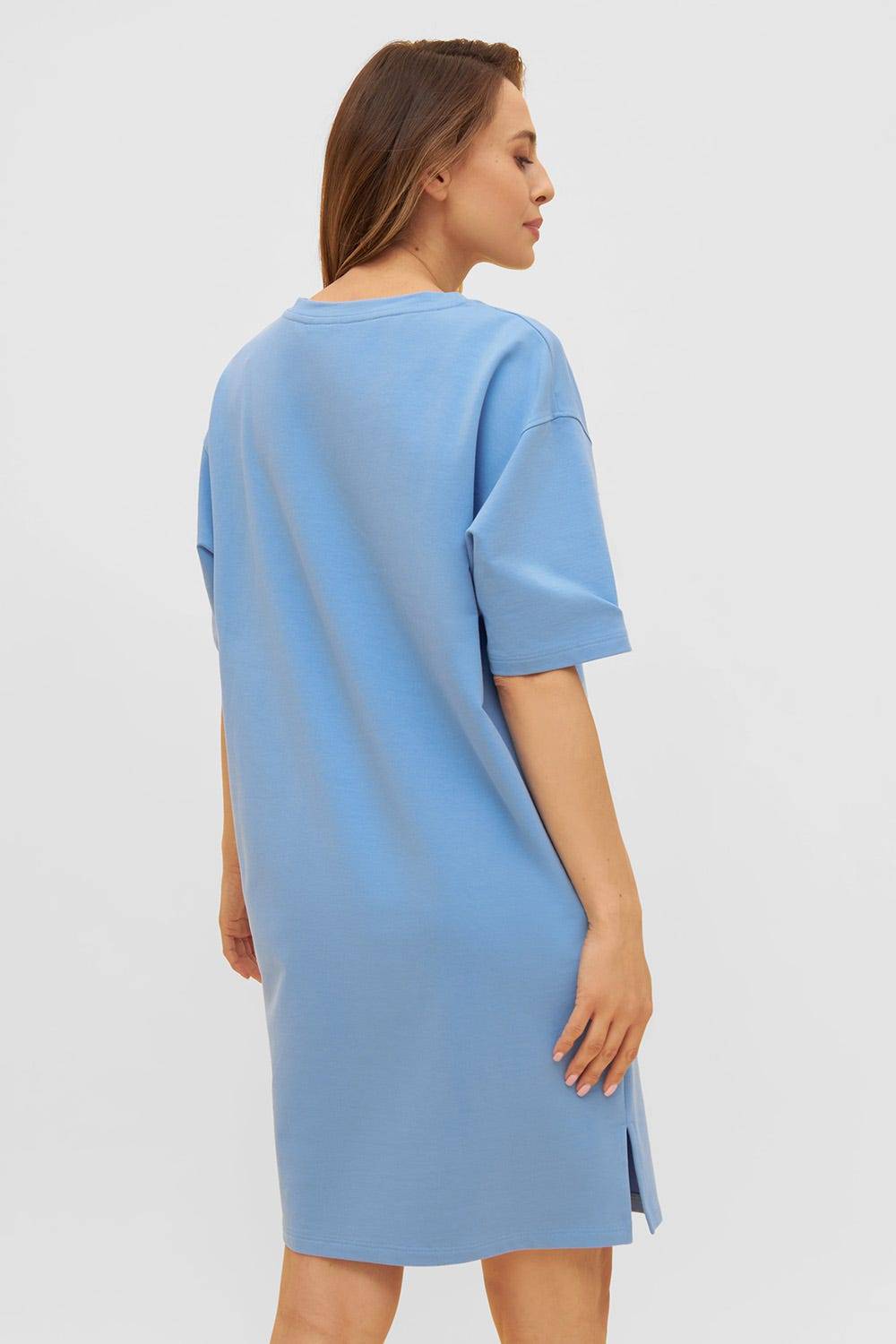 Rösch Sweatkleid mit Känguru-Tasche Hellblau Rundhals Baumwolle/Elasthan Fabrikladen