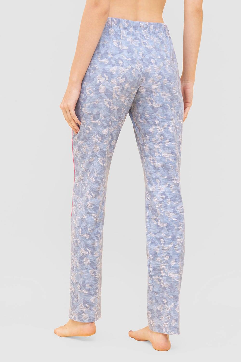 Rösch Hose im blauen Camouflage-Druck Kontrast-Streifen Mix &amp; Match Baumwolle/Elasthan zollfrei