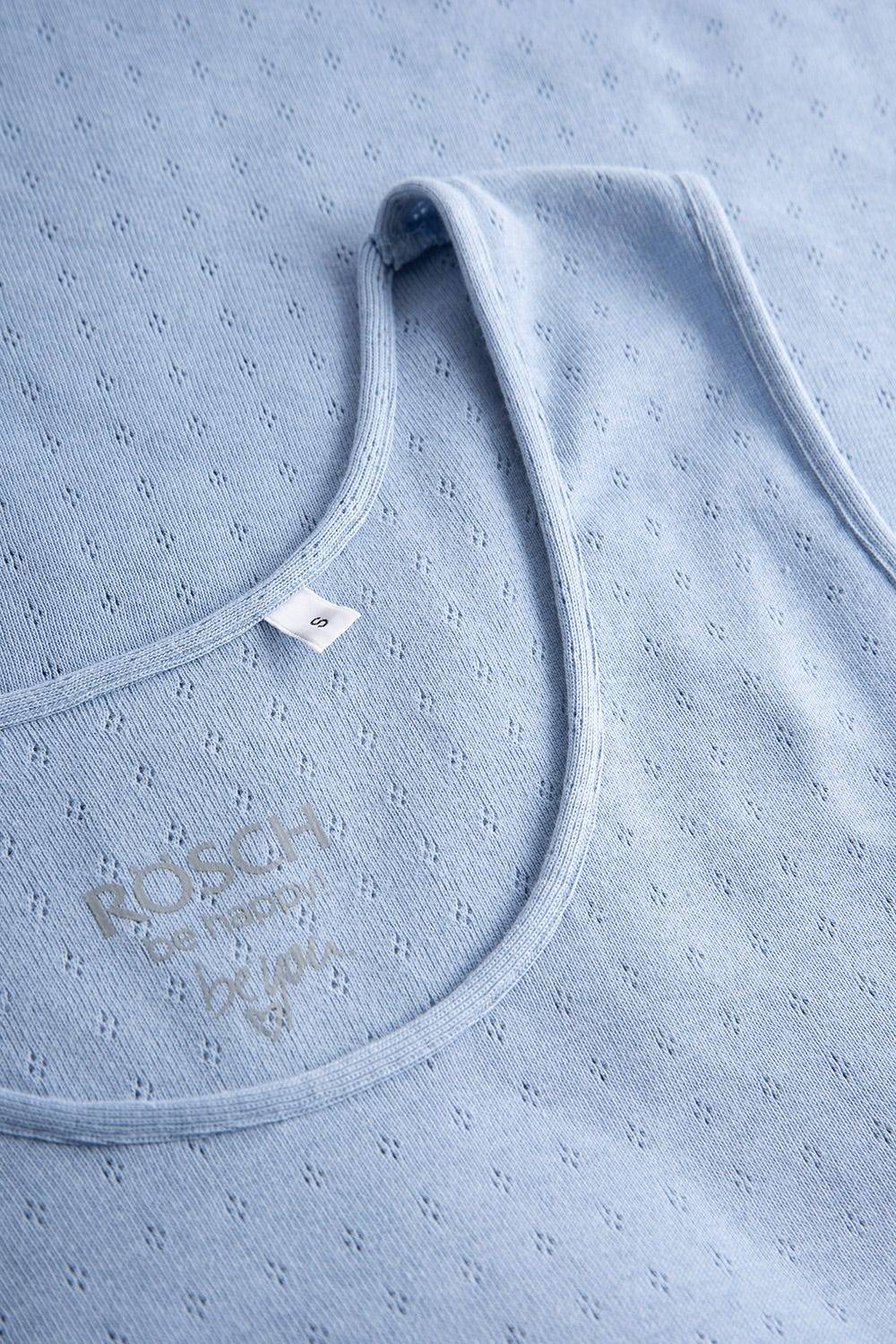 Rösch Pyjama-Top aus Ajour Feinstrick Hellblau Ärmellos Mix &amp; Match 100% Baumwolle Sonderangebot