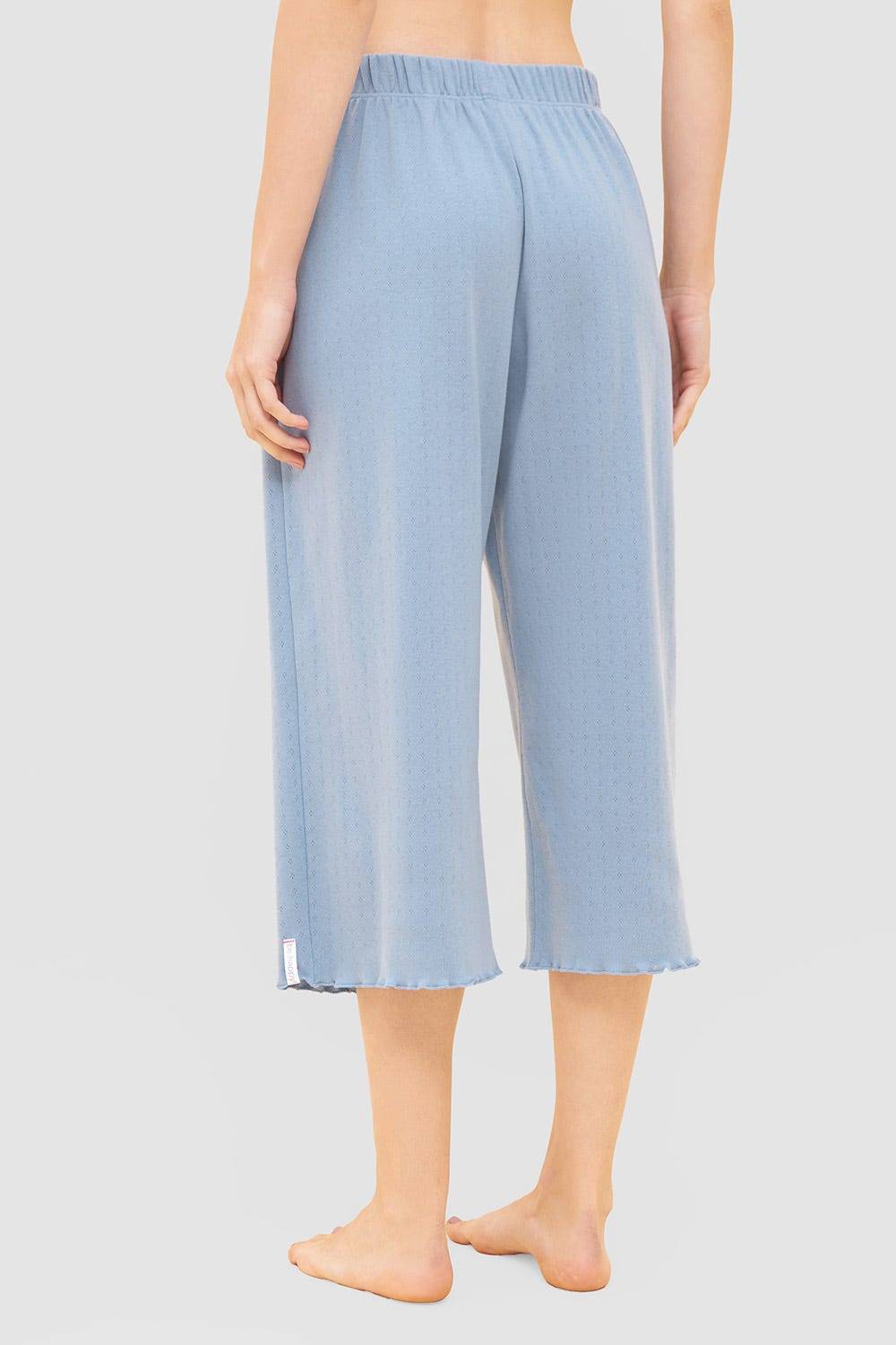 Rösch Pyjama-Hose aus Ajour Feinstrick Hellblau Mix &amp; Match 100% Baumwolle Rabatt