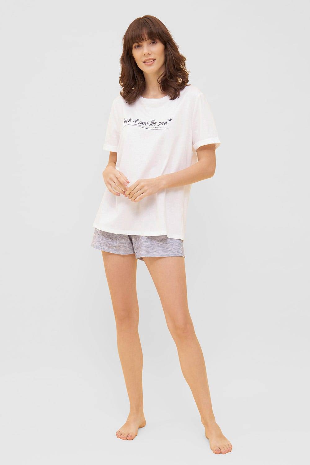 Rösch T-Shirt mit Schriftzug &quot;love &amp; save the sea&quot; Mix &amp; Match 100% Bio-Baumwolle Günstig kaufen