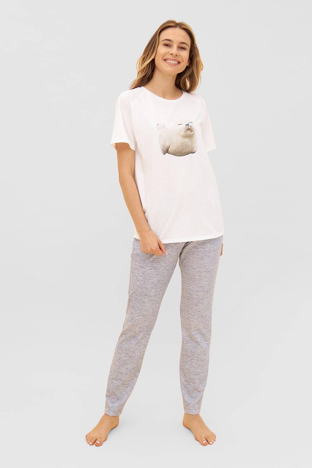 Rösch T-Shirt mit Motivdruck Robbe Raglan-Ärmel Mix &amp; Match 100% Bio-Baumwolle Versandkostenfrei