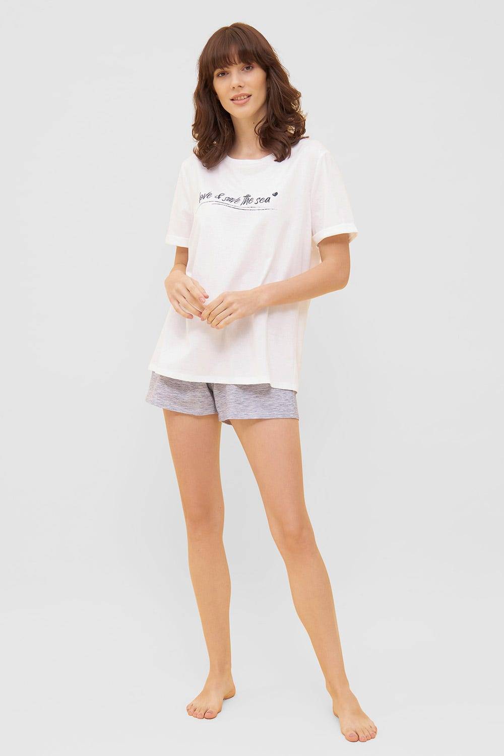 Rösch Shorts in blauer Melange-Optik kurze Hose Mix &amp; Match Bio-Baumwolle/Elasthan Großer Ausverkauf