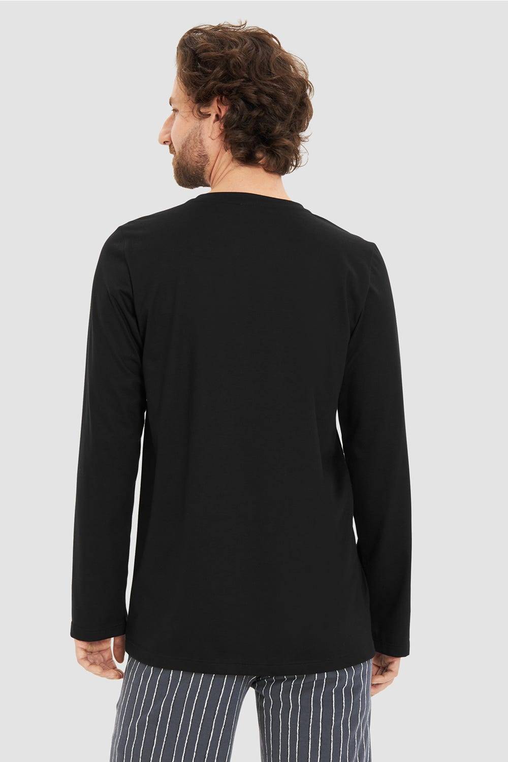 Rösch Herren Basic T-Shirt Langarm mit Rundhals Klassisch Baumwolle/Elasthan Osterangebot